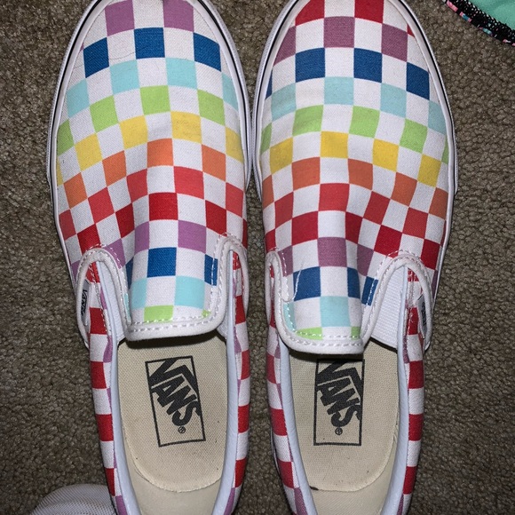 checkered vans rainbow